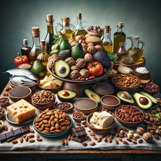 Table full of sources of fats